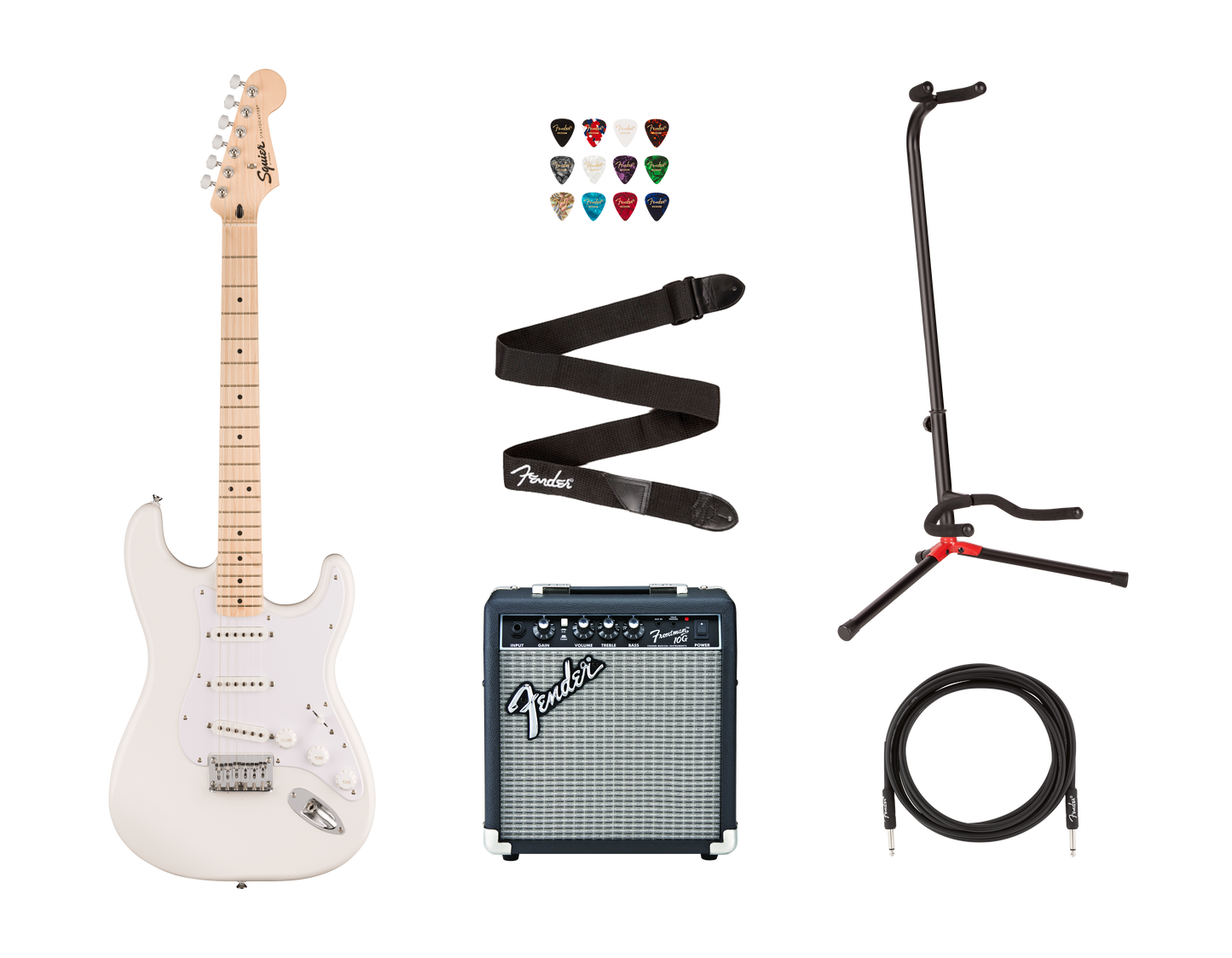 Squier Sonic Stratocaster HT Bundle, White